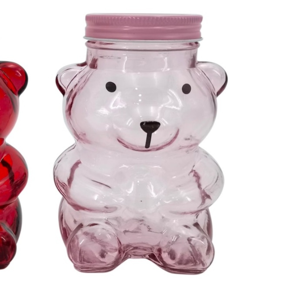 Pink glass bear jar